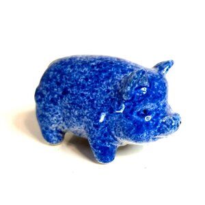 Beachcombers Intl Blue Speckled Pig Ceramic Figurine Farm Animal Decor